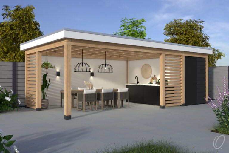 Terrasoverkapping met shutters